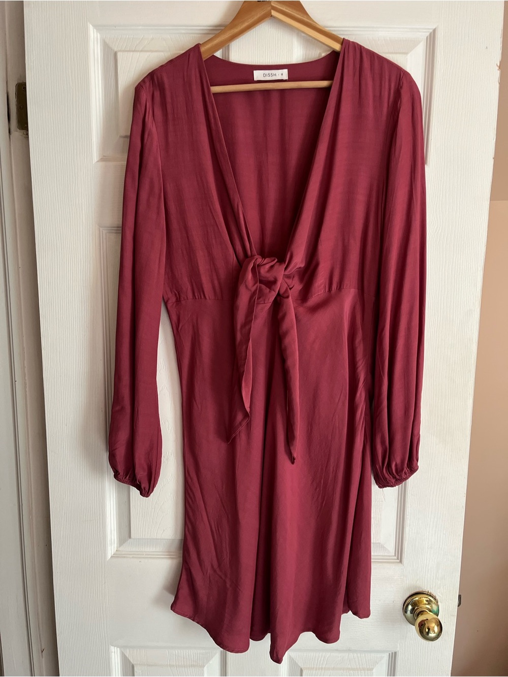 DISSH Pink Tie-Front Long Sleeve Dress